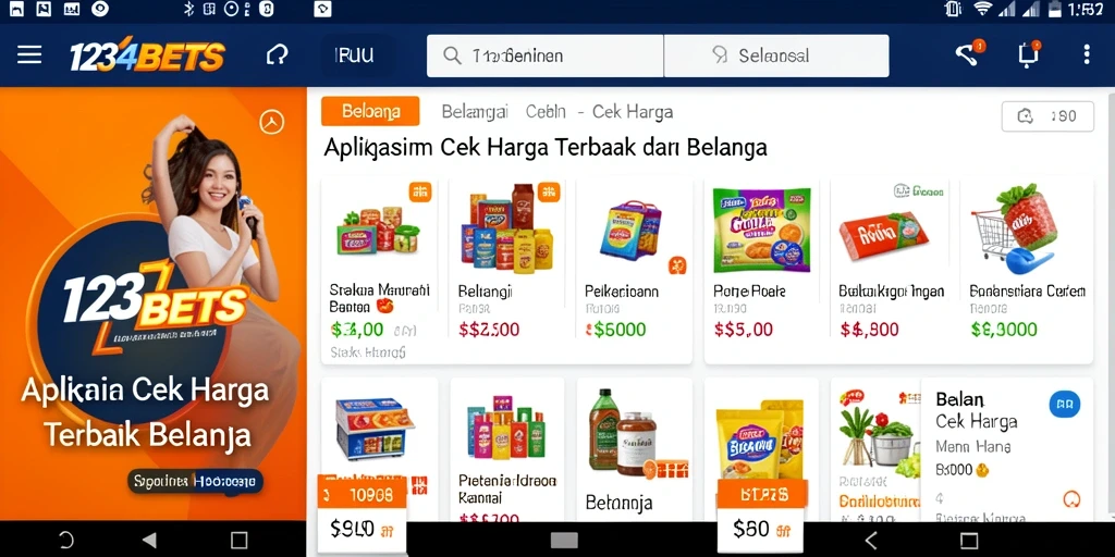 Antarmuka utama 1234BETS untuk cek harga produk.