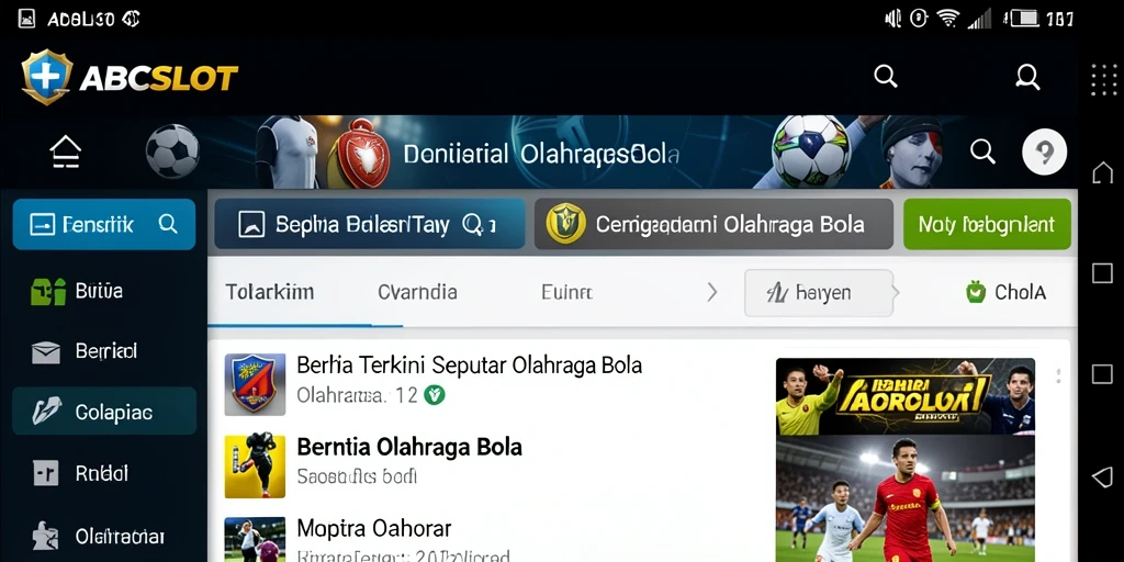 Antarmuka ABCSLOT menampilkan berita olahraga bola secara menarik.
