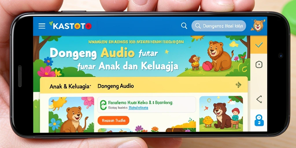Antarmuka KASTOTO yang ramah anak saat mendengarkan dongeng audio.