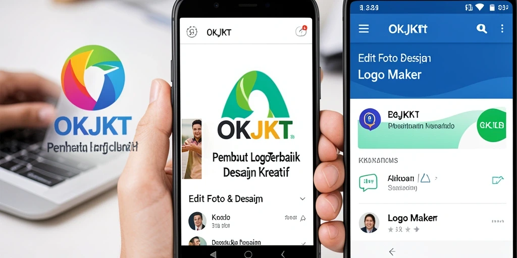 Antarmuka OKJKT untuk pembuatan logo yang sederhana dan efektif.
